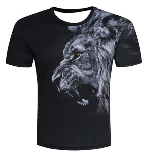 【同梱1300円/新品/送料無料/国内発送】3D Tシャツ XL 速乾 スポーツ 半袖 プリント コンプレッション ジム ライオン