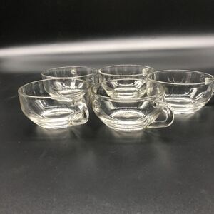 ADELEX ガラスカップ　5個セット　強化ガラス　グラス　コーヒーカップ　マグカップ　ティーカップ　茶器　食器　アンティーク　J3