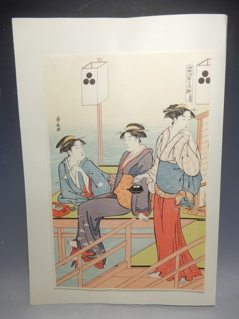 21406/☆③ Peint par Kiyonaga Torii Shijyo Kawara Evening Cool Body Ukiyo-e Sélection de chefs-d'œuvre Main courante Impression sur bois Édition limitée de 500 estampes Adachi Peinture japonaise Peinture Bijinga, ouvrages d'art, imprimer, impression sur bois