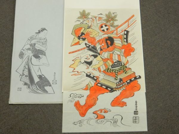 10185/○도리이 기요마사 구사즈리히키 대형 탄에 판화 아다치 판화 우키요에 일본화 그림, 삽화, 인쇄물, 목판화