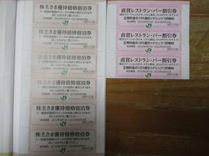 JR東日本株主優待　優待価格宿泊券6枚、レストラン・バー割引券3枚