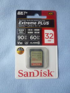 サンディスク　Extreme PLUS 　SDHC UHS-I カード 　SDSDXWF-032G-JNJIP (32GB)　未開封品です