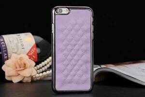 iPhone6 ふっくら レザーケース 黒フレーム 紫色 パープル 人気 アイフォンカバー