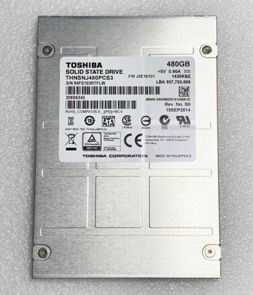 【高信頼モデル】 東芝 THNSNJ480PCS3 480GB 高耐久 SSD MLCチップ SATA 2.5インチ 停電時保護