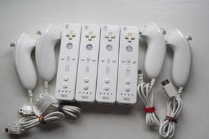 Wiiリモコンまとめて8個セット リモコンシロ/ヌンチャク付属セット 任天堂純正/動作品904