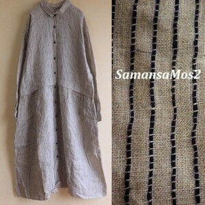 Samansa Mos2 リネンロングワンピース size.M