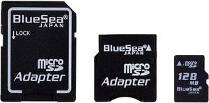 【BlueSea】 microSDカード 128MB + miniSDアダプター + SDアダプター セット BM0152