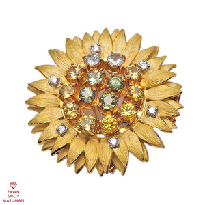  No-brand 750YG sapphire diamond brooch 3.56ct 0.18ct yellow gold [ circle ten thousand quality store ]