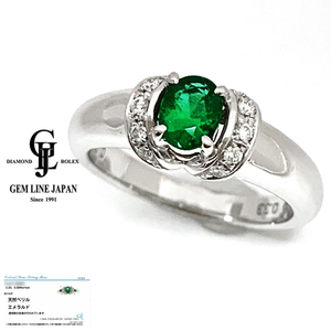 GRJso-ting attaching tasakiPt900 emerald 0.33ct diamond 0.08ct ring 