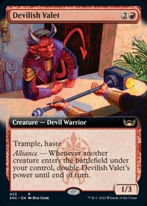 MTG ■赤/英語版■《悪魔的な客室係/Devilish Valet》▲拡張アート▲ ニューカペナの街角 SNC 　