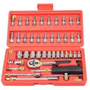 ソケットレンチセット アダプター ビット 六角 46点セット 工具 ラチェット