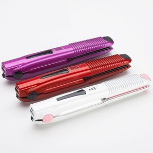 レッド【新品未使用】コードレスヘアアイロンUSB充電式ストレートカール携帯用