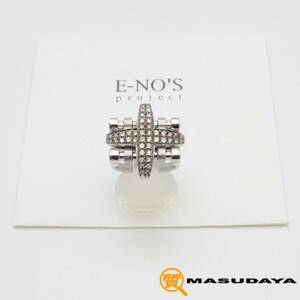◆◇【超美品】E-NO'S イーノス クロス ダイヤモンド リング K18WG/D1.08ct◇◆