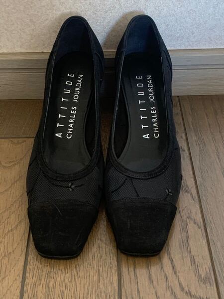超美品 シャルルジョルダン サイドメッシュパンプス SIZE 4 ブラック