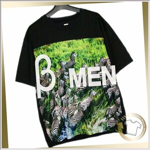 60■ベータメン β MEN ゼブラパネルプリント切替Tシャツ ブラック Mサイズ JAPAN MADE 未使用 SK15_220530_7