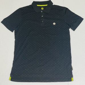 美品!レア!!pretty green ドット柄 半袖ポロシャツ サイズ2 ブラック×ワインレッド×ライトグリーン リアム mods