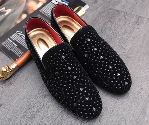 *NEW* men's TL00393-24.0cm/38 business shoes Loafer slip-on shoes black (3 color ) rivet casual 