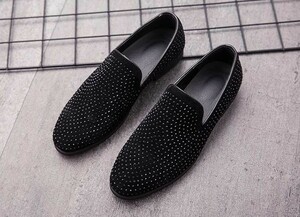 *NEW* men's TL00360-24.0cm/38 business shoes Loafer slip-on shoes driving shoes black (2 color ) rivet 