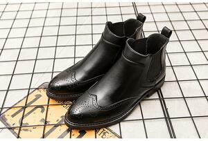 *NEW* men's Tb10313-24.0cm/38 short boots wing chip side-gore Work boots business shoes black (2 color )