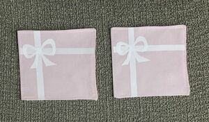 [ hand made ] Coaster ribbon × pink 2 pieces set 