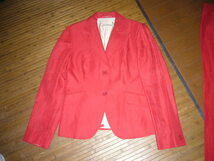 873-100♀：Massimo Dutti マッシモドゥッティ スーツ ベルボトム size.42/32　色。真紅 ポルトガル製　ヨーロピアン パーティー_画像2