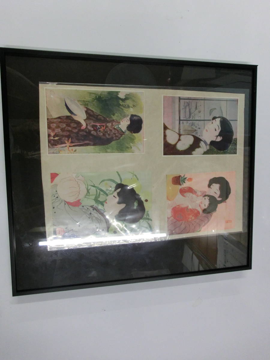 खूबसूरत महिला पेंटिंग यह एक पुराना प्रिंट है। फ्रेम नया है। फ्रेम का आकार लगभग 40 सेमी x 45 सेमी है।, चित्रकारी, Ukiyo ए, छपाई, खूबसूरत महिला पेंटिंग