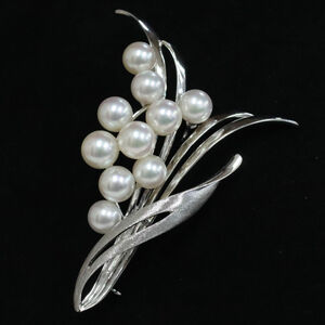  Mikimoto K14WG pearl brooch 13.4g