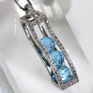 K18WG blue topaz pendant BT D0.09 5.2g