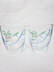 【美品】香蘭社　こうらんしゃ　ガラスタンブラー×2客　クリアガラス　柄入り　和風っぽい　夏っぽい /n938757