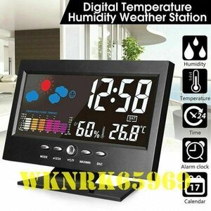 bb016:今必須！　インテリジェントデジタル時計ウェザーステーション表示アラームカレンダー時計機能温度計ワイヤレス温度湿度計の商品画像