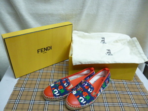 FENDI　エスパドリーユ　34 1/2　フェンディ　フラットシューズ　スリッポン　