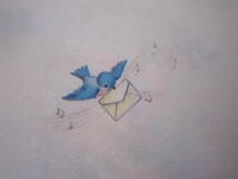 ◎*。ヴィンテージ　グリーティングカード　ベル　リボン　青い小鳥　No.843（検：アンティーク。*◎_画像8