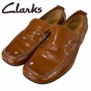 b459 Clarks クラークス ブラウン エナメルパンプス パンプス レディース メジャー採寸23.5㎝ シューズ 靴 くつ ファッション 服飾