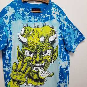 80s 90s USA製 zabaione 発泡プリント EVIL Tシャツ M 悪魔 ゾンビ モンスター オーバープリント Mosquitohead santacruz zorlac powell