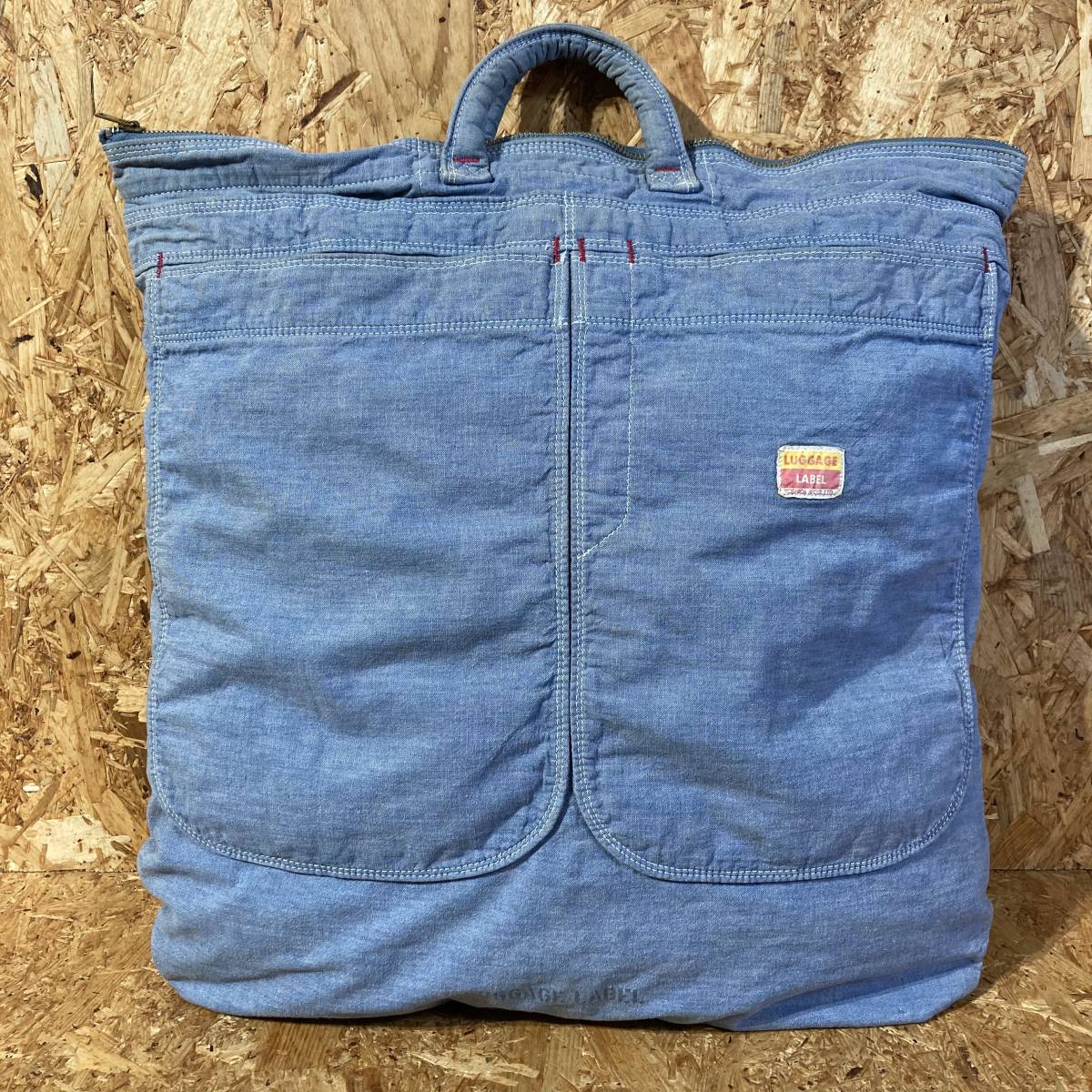 PORTER LUGGAGE LABEL BY K.YAMAGUCHI デニム シャンブレー ヘルメット ショルダー バッグ ラゲッジ