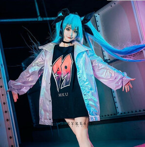 初音ミクコス39mikuPOPファッション原宿サイバーパンクコスプレ衣装風(ウィッグ 靴別売り)