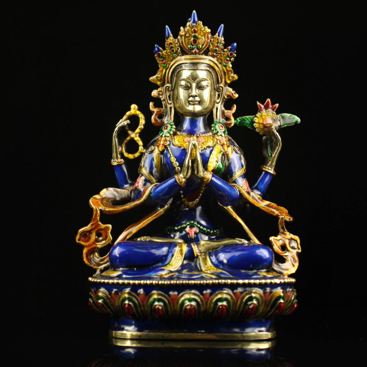 収蔵家蔵・銅製・金鍍・景泰藍・琺瑯彩・坐財神像】古賞物・古美術品 ...