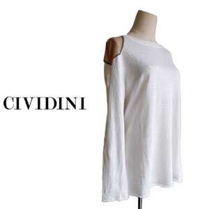  new goods 8 ten thousand 3600 jpy size 42[CIVIDINIchi vi ti-ni] Italy made long sleeve tops summer knitted cut and sewn high class knitted white knitted sweater 