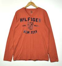 【TOMMY HILFIGER】トミーヒルフィガー 長袖Tシャツ ロンT ブリック S 大きめサイズ 良品_画像1