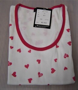 特価セール レディース パイロン 20-7119 ハートプリント Uネック Tシャツ 半袖 リンガー 白 M 女性 新品