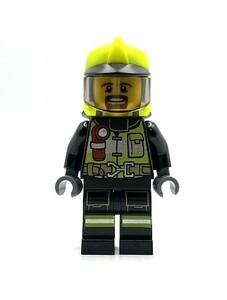 即決 新品 未使用　レゴ LEGO ミニフィグ　消防士　ミニフィギュア 　シティ　タウン　ヒゲの男の人　ヘルメット　ファイヤーマン