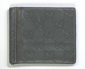 GUCCI グッチ　メンズ　二つ折財布（ダークグリーン）マネークリップ付き　中古品　※保護袋、BOXなし