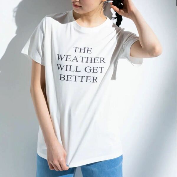 E hyphen world gallery 白Tシャツ　白ティー　 プリントTシャツ　