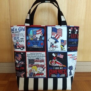 【ハンドメイド】スヌーピー SNOOPY トートバッグ パネル柄