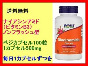 ナイアシンアミド ビタミンB3 サプリメント 健康食品 ノンフラッシュ型 1粒500mg 100ベジカプセル（100日分) Now Foods