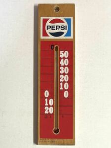 昭和レトロ 当時物 PEPSI ペプシ 温度計 木製 検・店頭 広告 販促 POP ディスプレイ ペプシコーラ