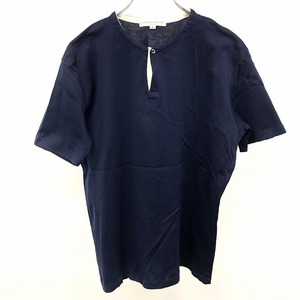 UNITED ARROWS ユナイテッドアローズ M メンズ Tシャツ 1箇所リングドットボタン留めのヘンリーネック 半袖 日本製 綿100% ヘザーネイビー