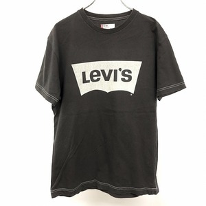Levi's RED TAB リーバイス レッドタブ M メンズ 男性 Tシャツ カットソー ロゴプリント 英字 文字 丸首 半袖 綿100% チャコールグレー系