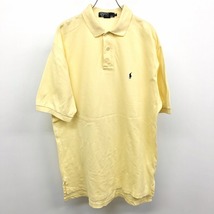 Polo by Ralph Lauren ポロバイラルフローレン M メンズ ポロシャツ ビッグポロ オーバーサイズ 鹿の子 半袖 綿100% クリームイエロー 黄色_画像1