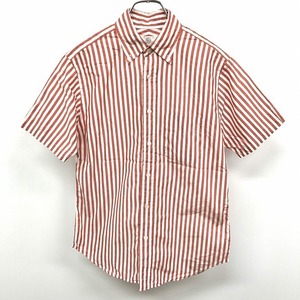 BEAUTY＆YOUTH UNITED ARROWS - XS メンズ シャツ ストライプ ボタンダウン 半袖 胸ポケット 日本製 綿100% コットン レッド×ホワイト 赤